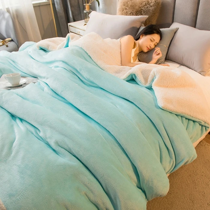 Wool Throw Blanket Keep Warm Winter Bed Blankets Double Sided