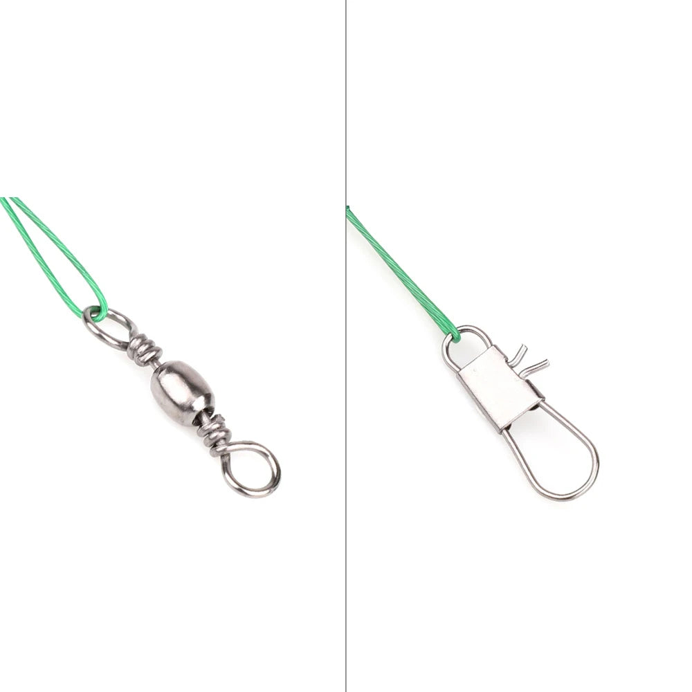 20pcs Steel Wire Leader With Swivel Anti-bite Fishing Line