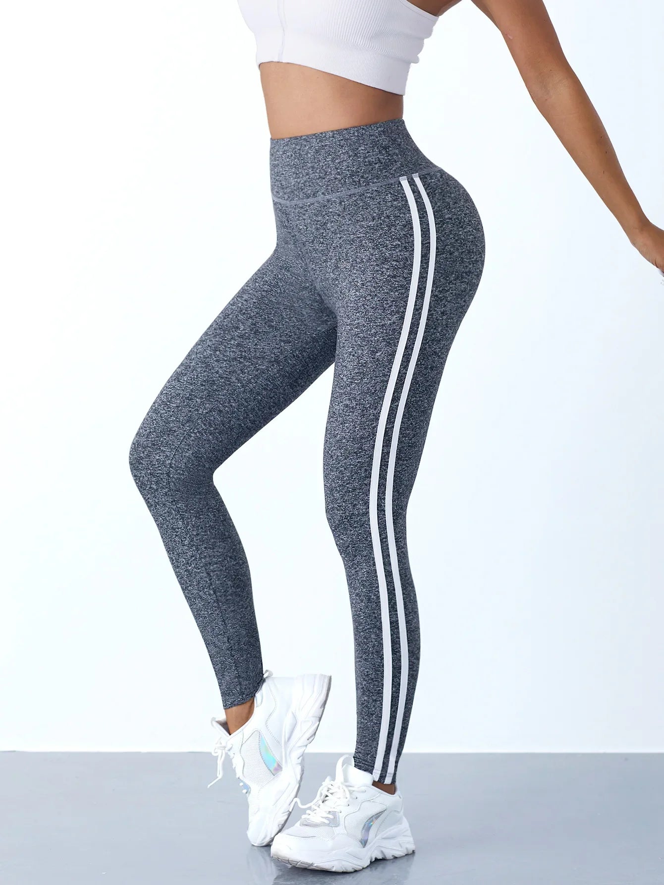 Yogaleggings voor dames, gestreepte, slanke sportbroeken,