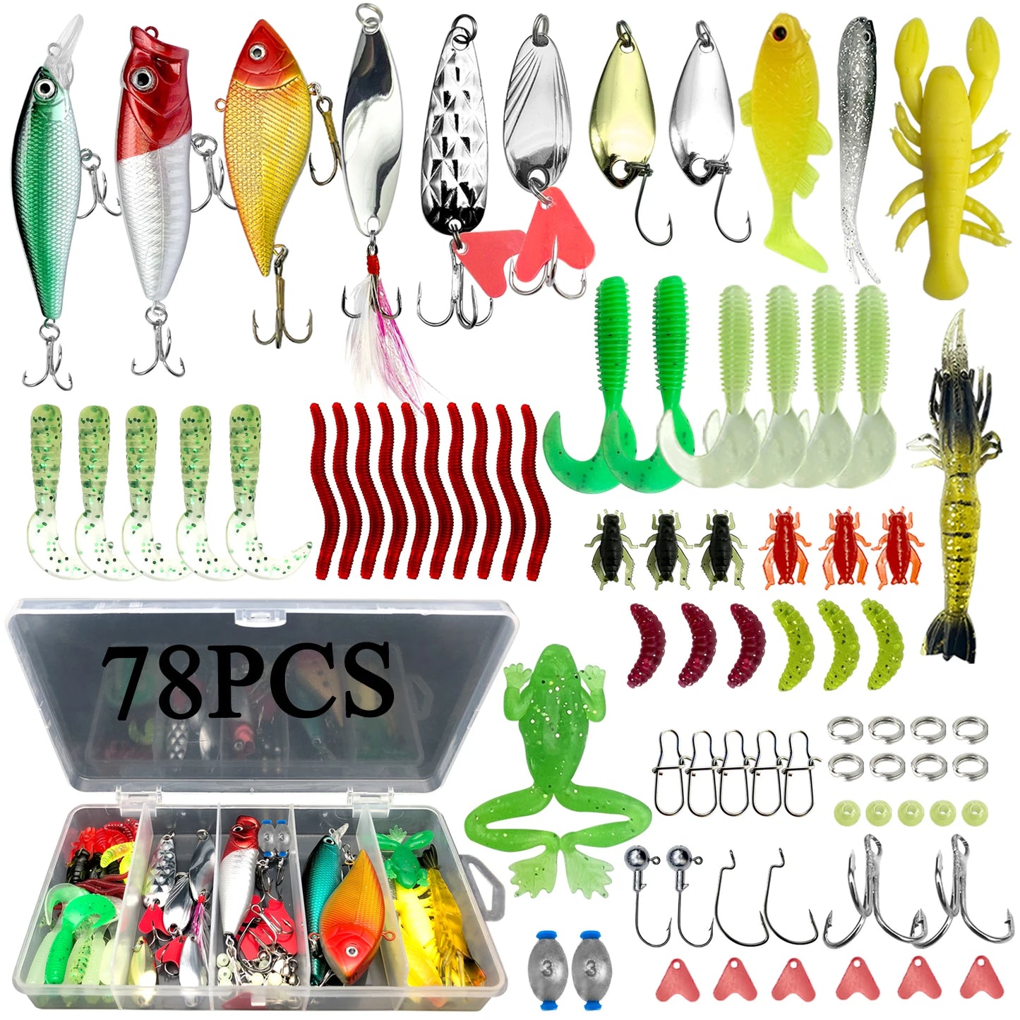 78/122/284pcs Fishing Lures Kit s