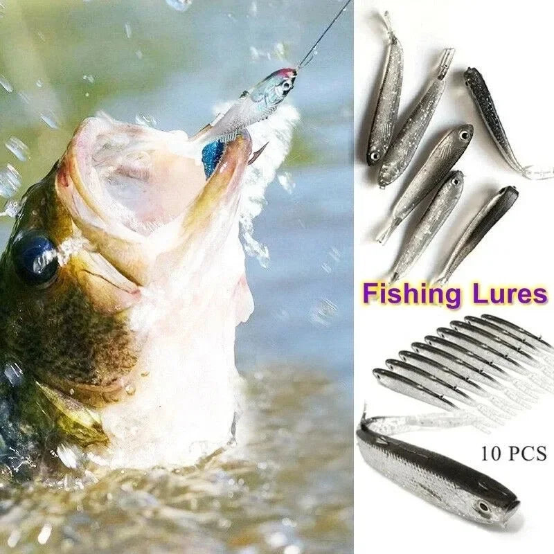 Soft Bait Fish Swimbait Fork Tail With Hook& Without Hooks Fishing