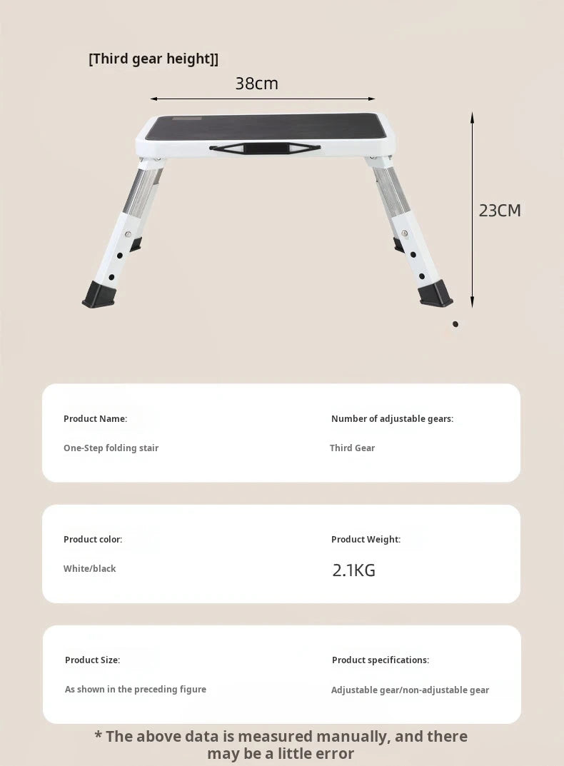 3-speed adjustable folding step stool for adults and seniors, safer metal step stool, sturdy and stable step stool