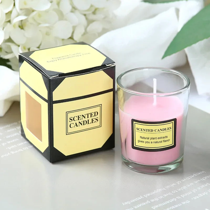 Plant wax scented candle gift box soybean candle glass