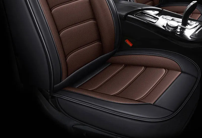 Car Seat Covers Full Set Breathable Leather Auto Front
