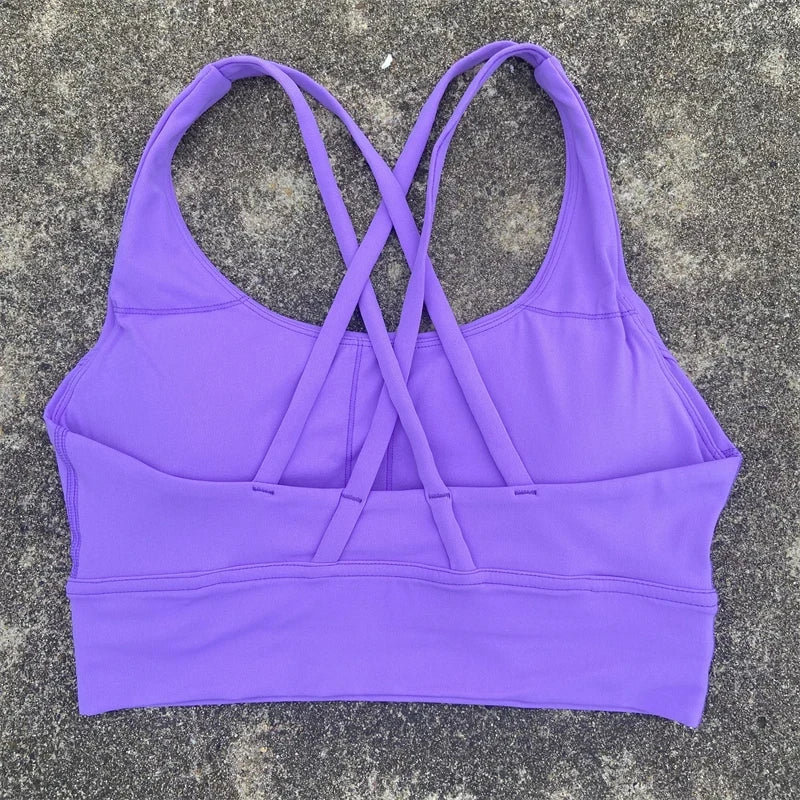 Solid Color Women Cross Back Fitness Underwear Soft Fitness