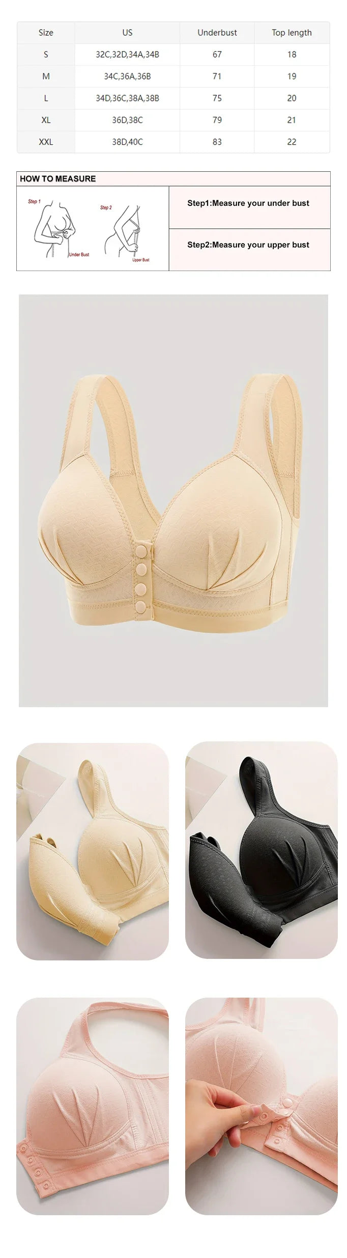 Comfortabele draadloze bh met dunne katoenen cups,