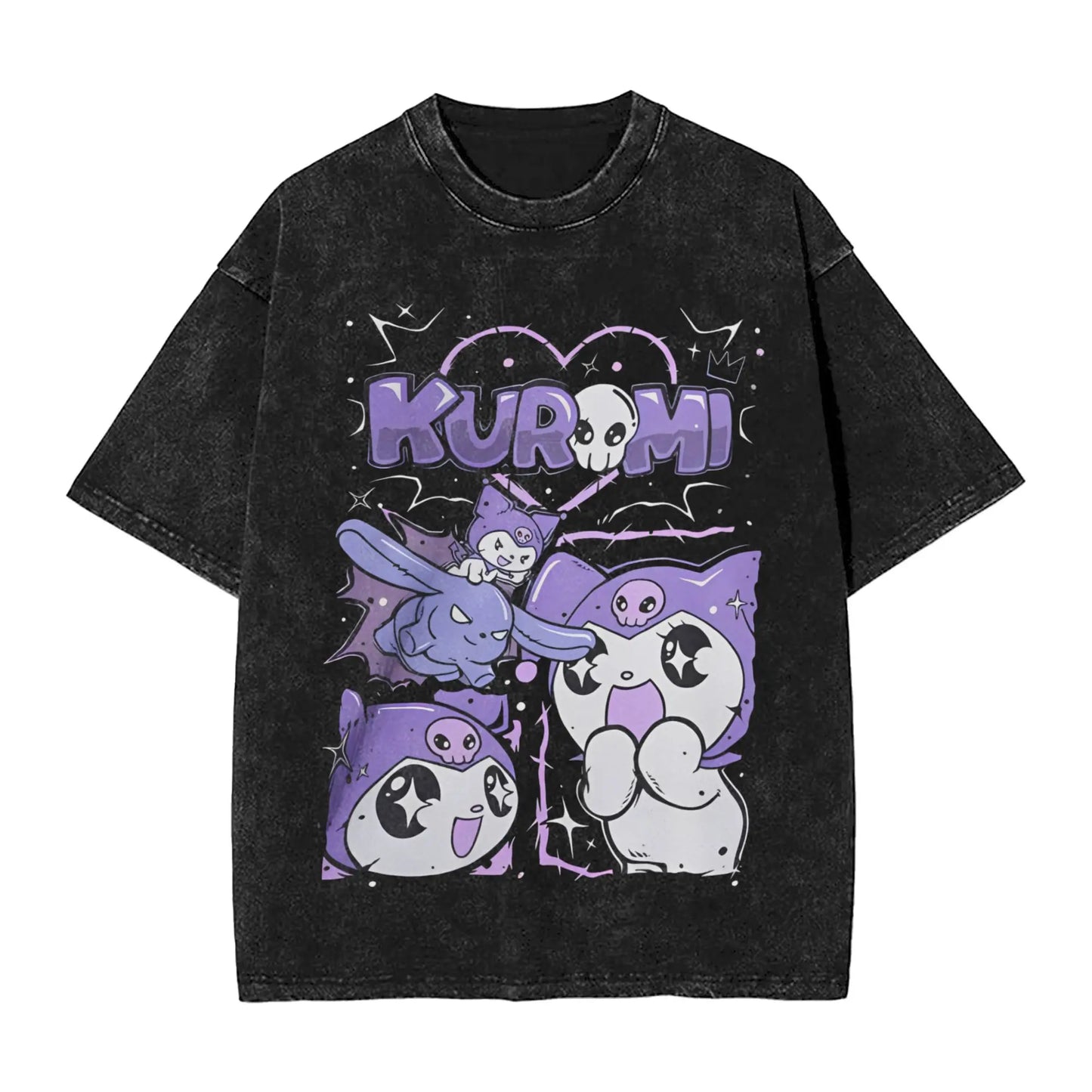 Washed T Shirts KORN KUROMI Y2K MOLOTOV Hip Hop T-Shirt