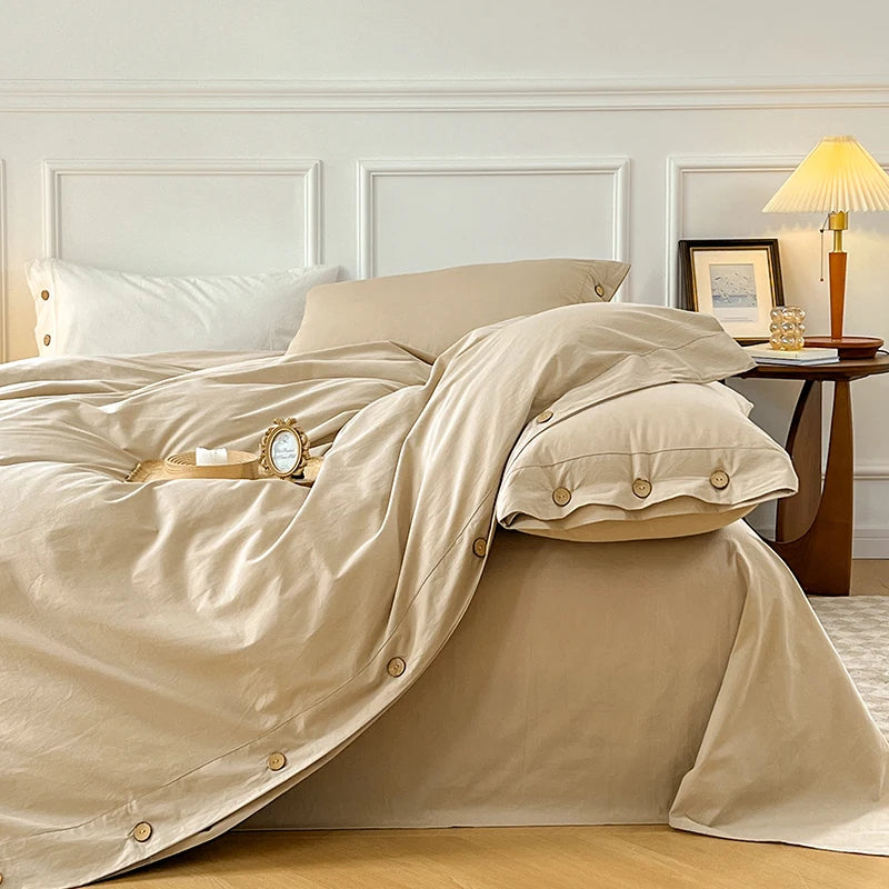 100% Washed Cotton Duvet Cover 2/3Piece Luxury Soft Bedding Set
