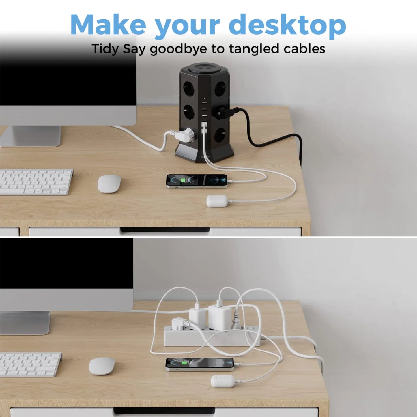TESSAN Power Strip Vertical Tower Socket
