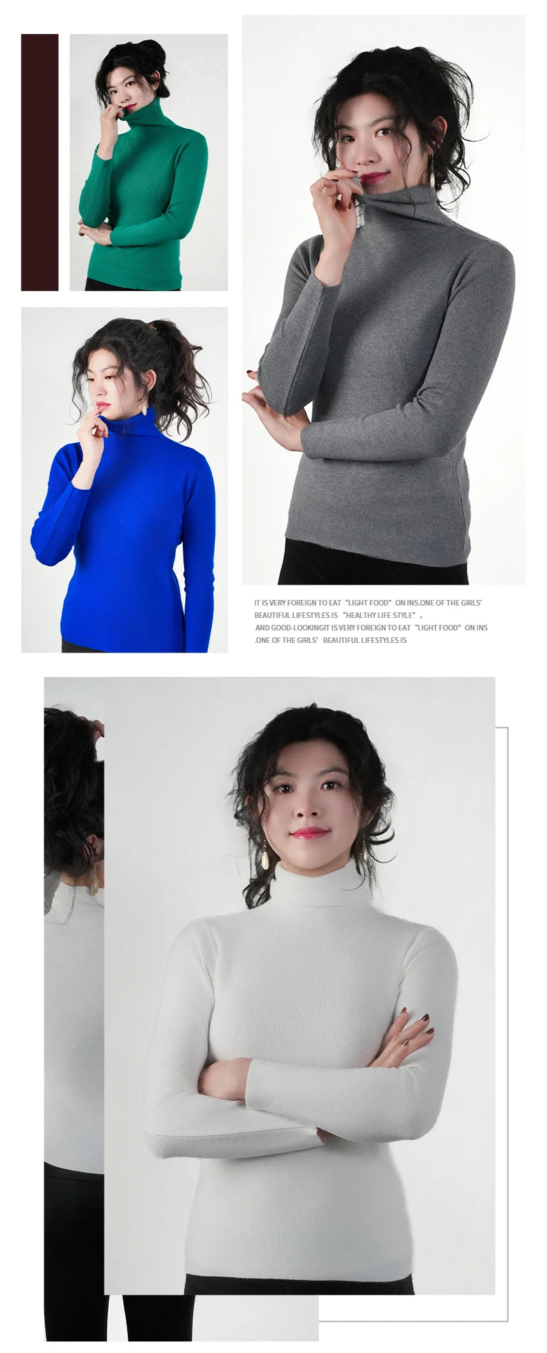 Women Sweater Winter Warm High Collar Knitwear Long Sleeve Slim Jumpers Woman Thermal Tops Clothes Pullover Turtleneck Sweaters