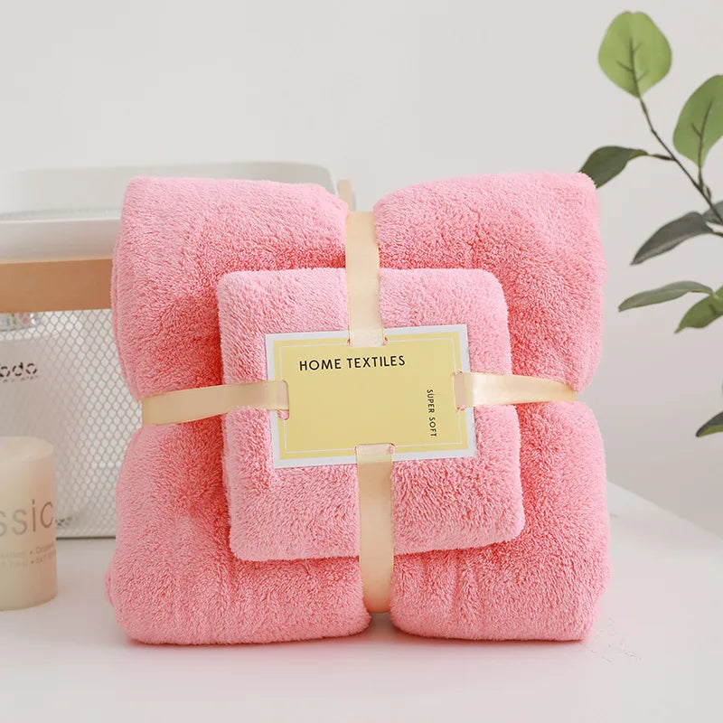 2PC Bath Towels Set Super Soft Highly Absorbent Quick-drying