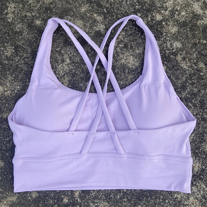 Solid Color Women Cross Back Fitness Underwear Soft Fitness