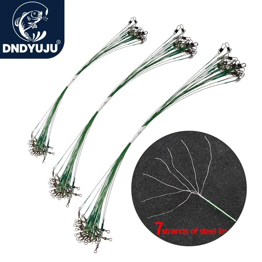 20pcs Steel Wire Leader With Swivel Anti-bite Fishing Line