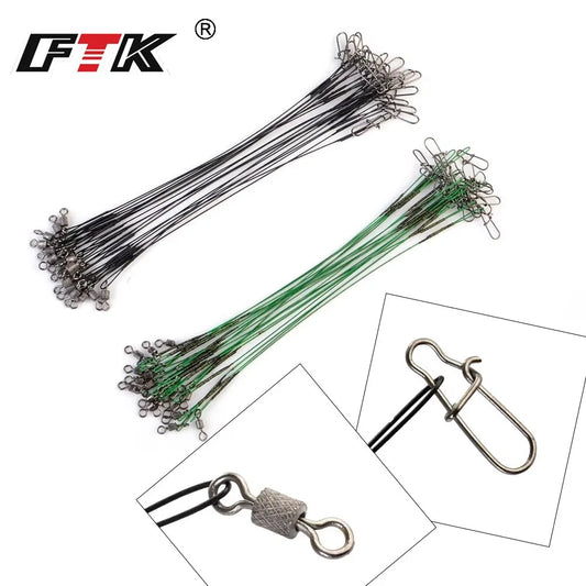 FTK 20PCS 16cm 20cm 25cm Anti-bite Steel Wire Leader