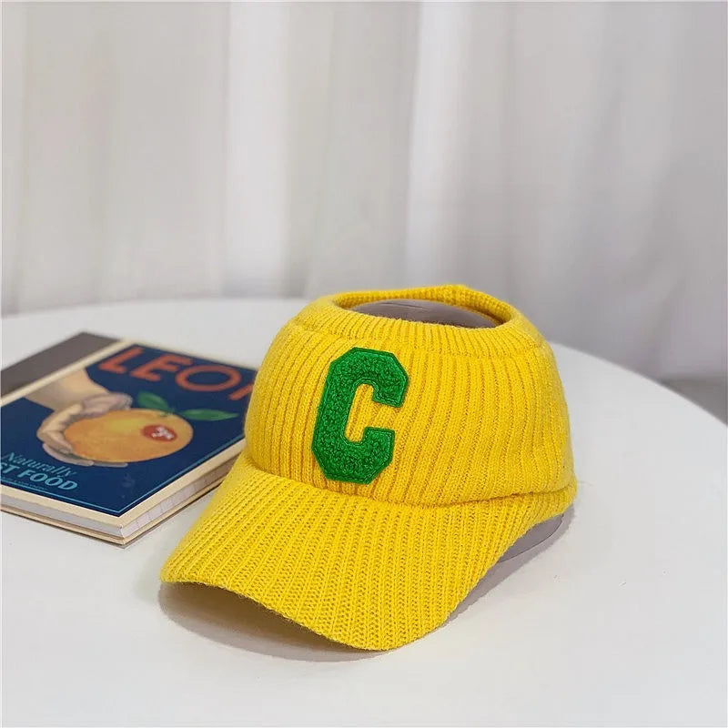 C letter sports hat Unisex winter men solid striped