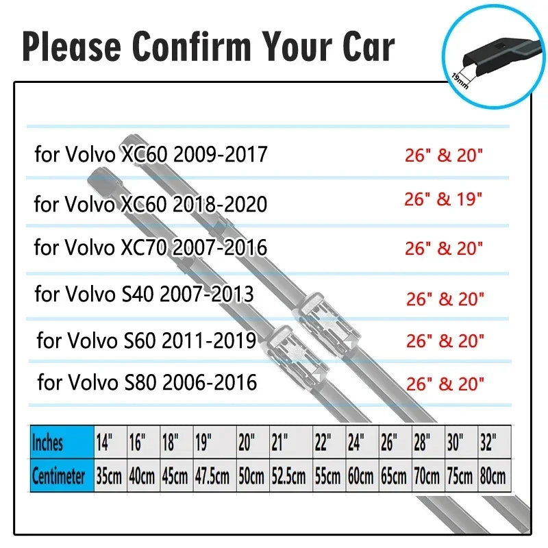 Voor VOLVO XC60 XC70 S40 S60 S80 V40 V60 C30 C70 Voorruit Ruitenwissers