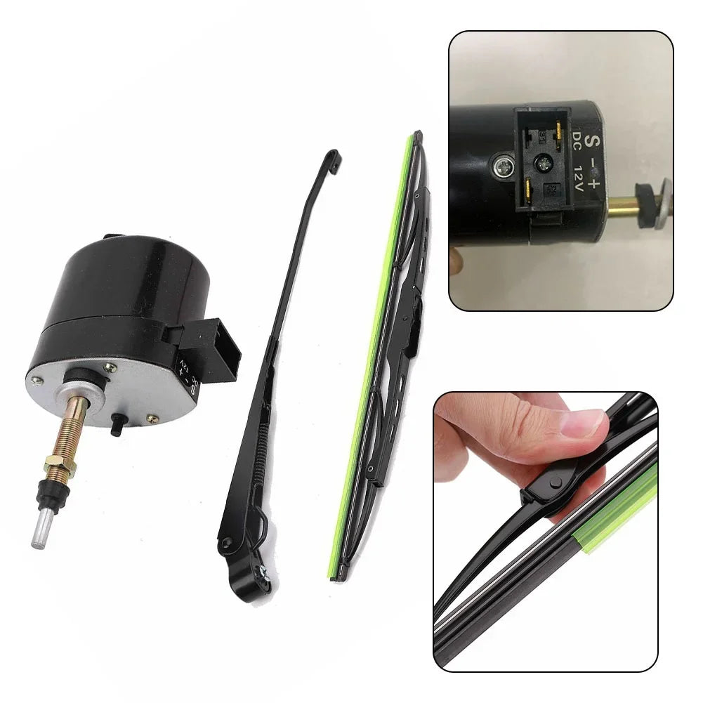 1 set 12V WindsHield ruitenwissermotor 105° blad voor tractor, boot, camper, auto-accessoires