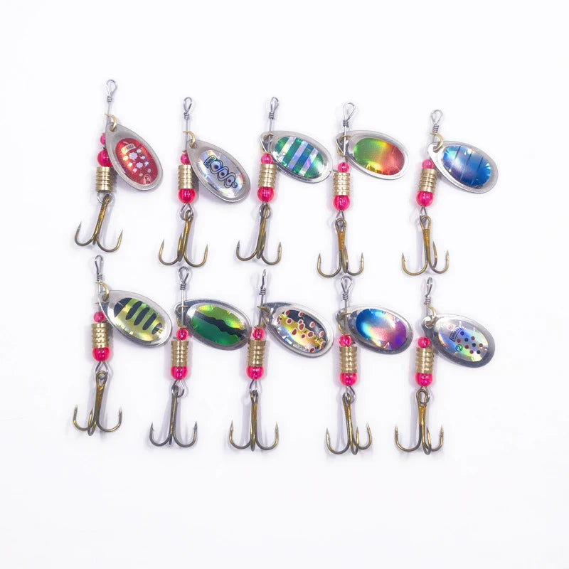 10Pcs/Set Fishing Metal Spoon