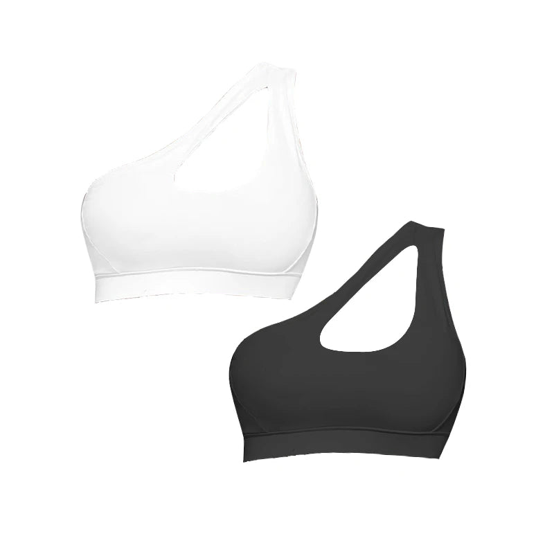 Women Sports Bra Push Up Fitness Bras One Shoulder Shockproof