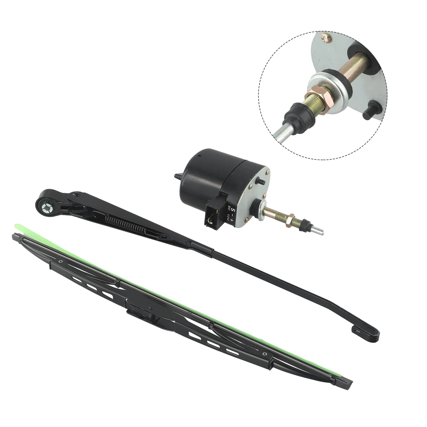 1 set 12V WindsHield ruitenwissermotor 105° blad voor tractor, boot, camper, auto-accessoires
