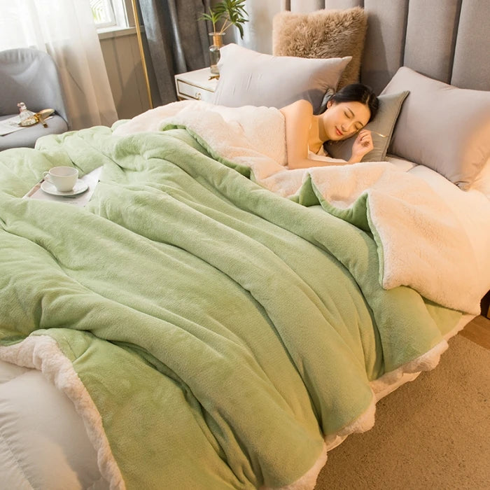 Wool Throw Blanket Keep Warm Winter Bed Blankets Double Sided