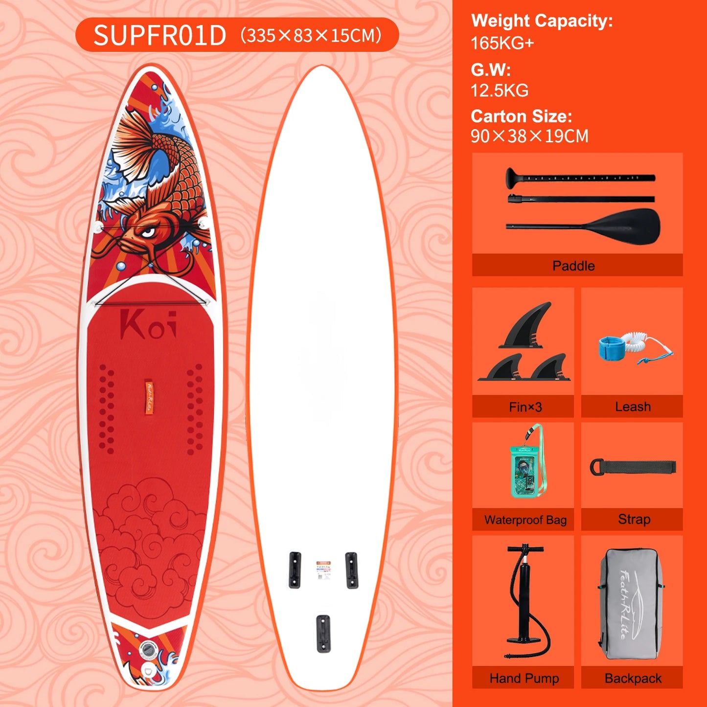 FunWater 11' Sup Board Inflatable Surfboard Stand Up Paddle Board