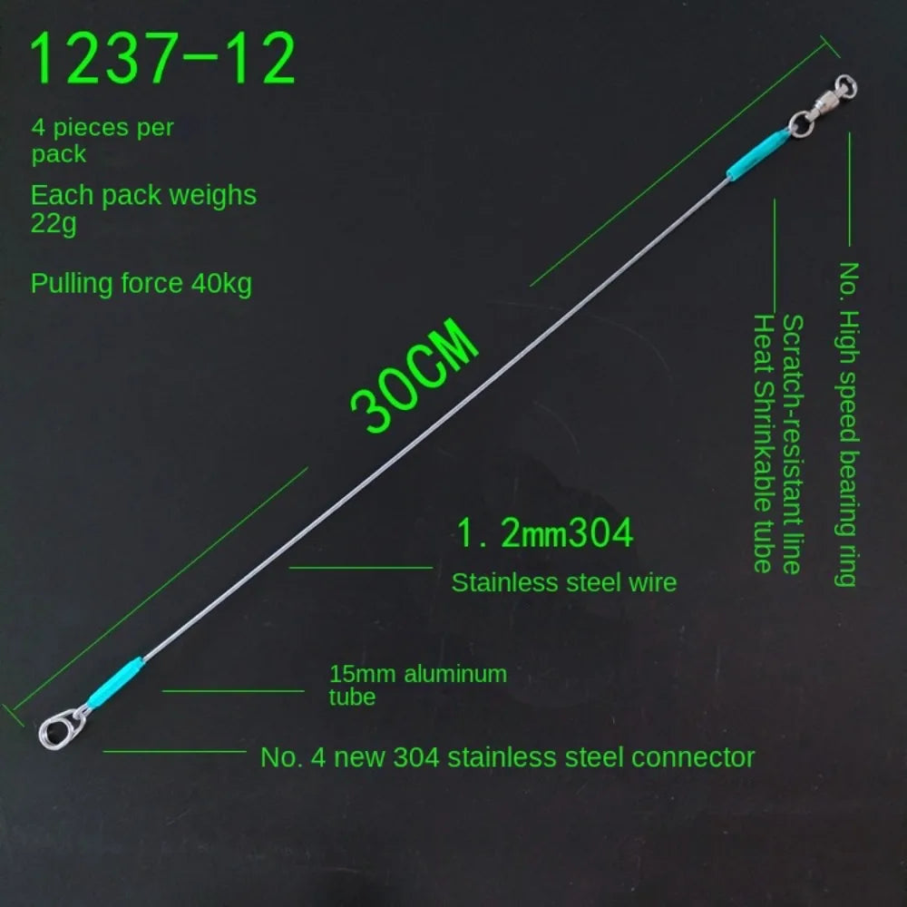 4PCS 7*7 strands Stainless Steel Wire Leader With Bearing