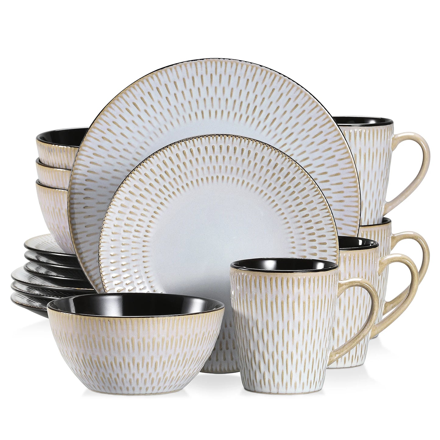 vancasso 16/32 Piece Beige Embossed Stoneware