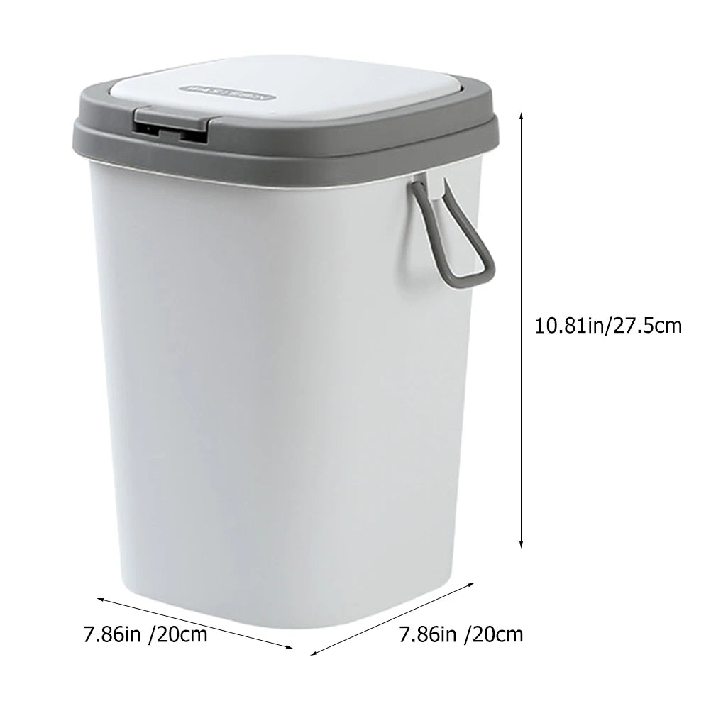 Trash Can 8L Blue Lid for Kitchen Bathroom Small