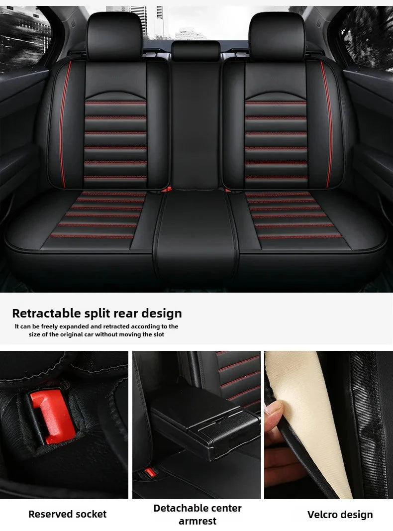 All Season Genuine Leather Full Coverage 5-Seater Car Seat Covers Summer Ready Universal Fit for Cars SUVs Trucks Premium Auto