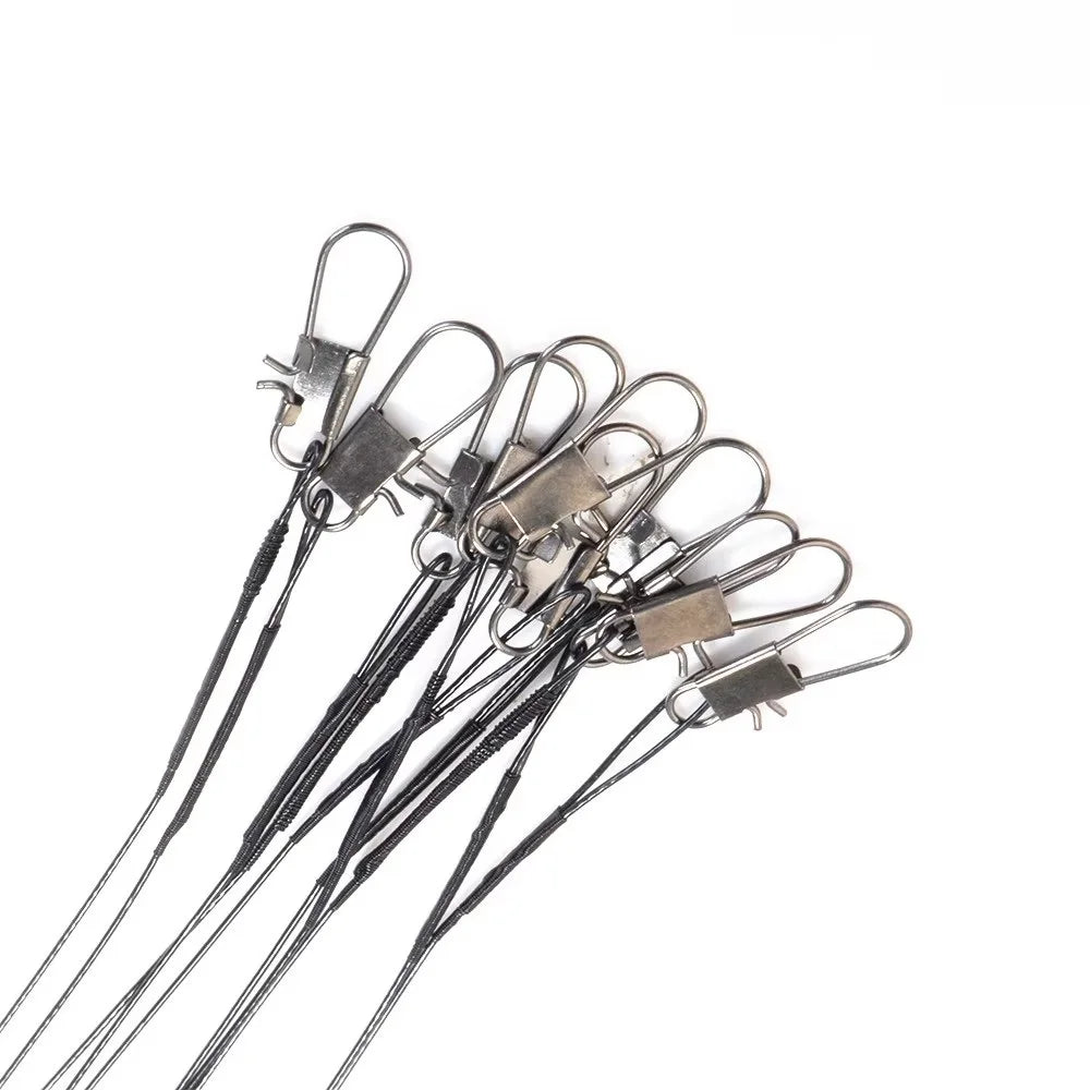 NGB 10pcs Stainless Steel Leash Fishing Wire Leader With Swivel