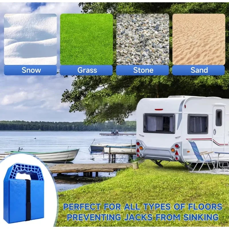 4 Pack Camper RV Leveling Stabilizer Jack Pads with Handle
