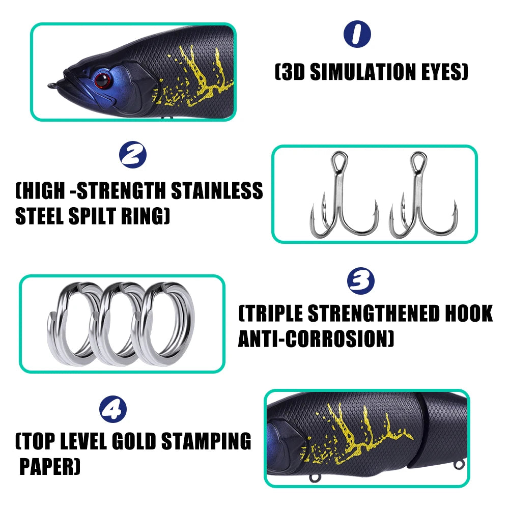 Slow Sinking SwimBaits Fishing Lures 30G Whopper Vibration Soft Tail