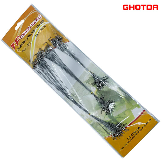60PCS Steel Wire Leader With Swivel 15/20/25CM