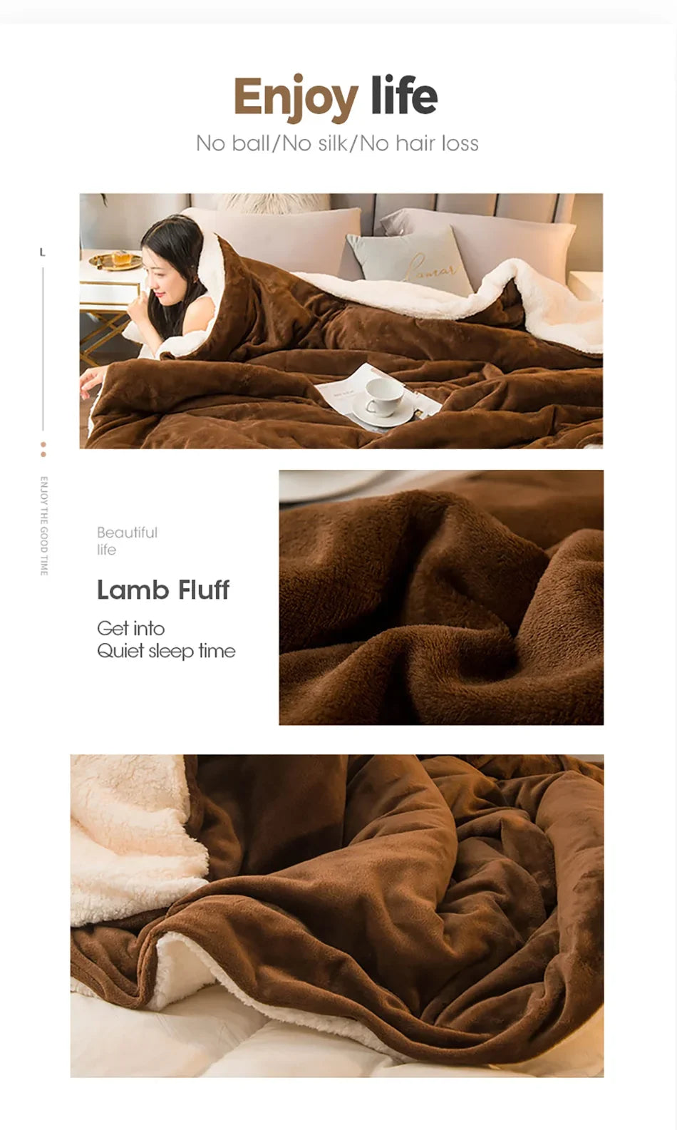 Wool Throw Blanket Keep Warm Winter Bed Blankets Double Sided