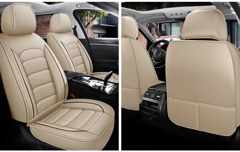 Car Seat Covers Full Set Breathable Leather Auto Front