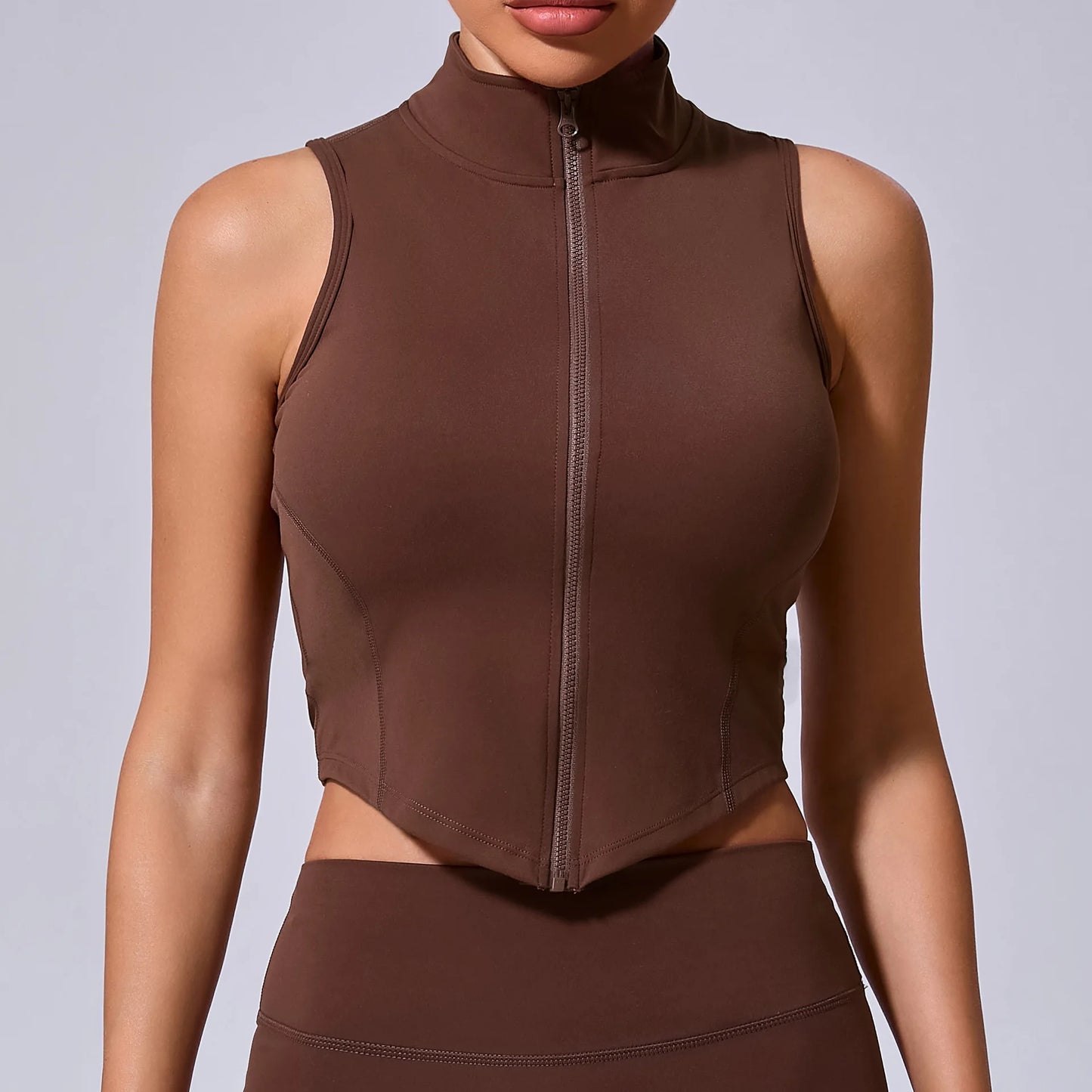 sleeveless stand-up collar jacket Women's zipper jacket