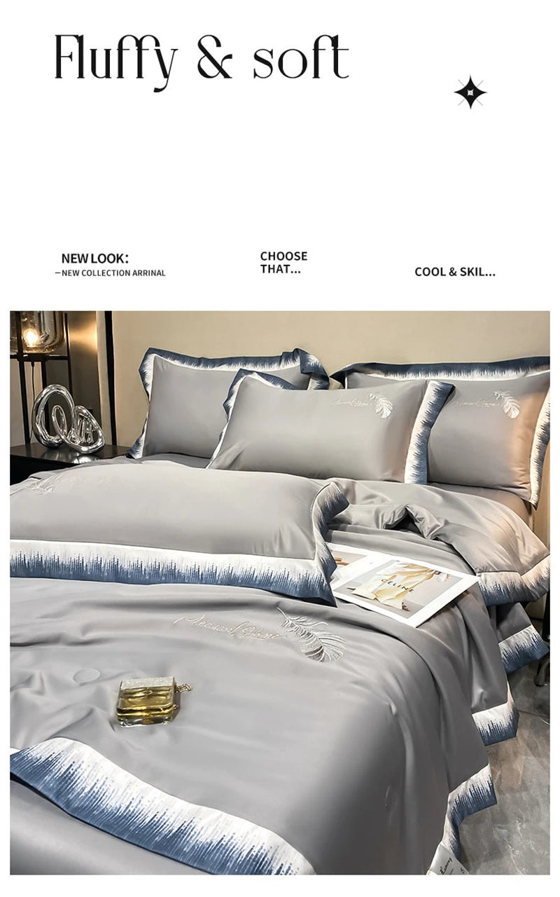 High-end Feather Embroidered Summer Blanket Comfortable