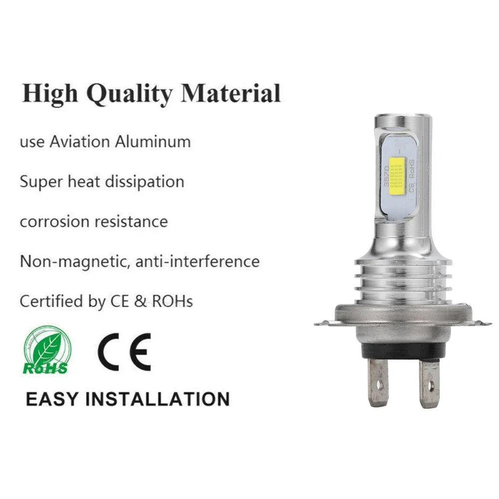 2Pcs H7 H4 Led Super Bright CSP Car Fog Light Bulbs