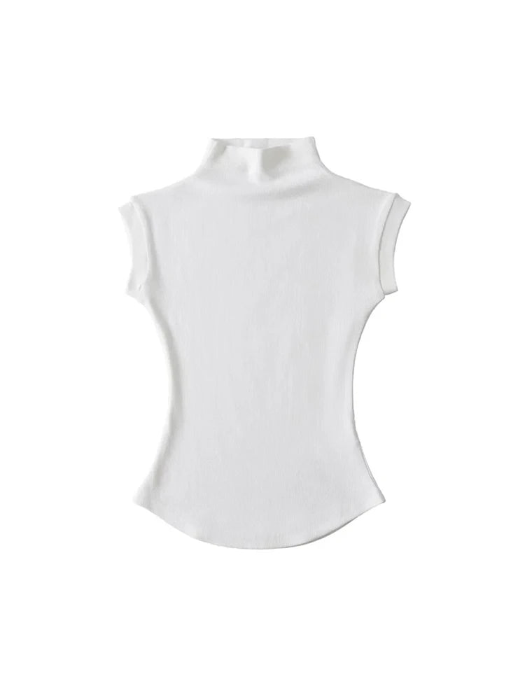 Women Summer Sexy Turtleneck Sleeveless T-Shirts