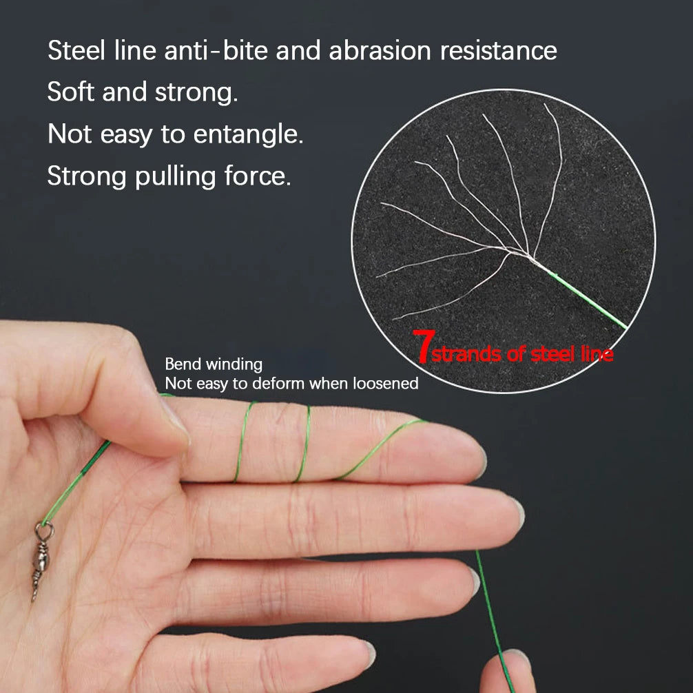 20pcs Steel Wire Leader With Swivel Anti-bite Fishing Line