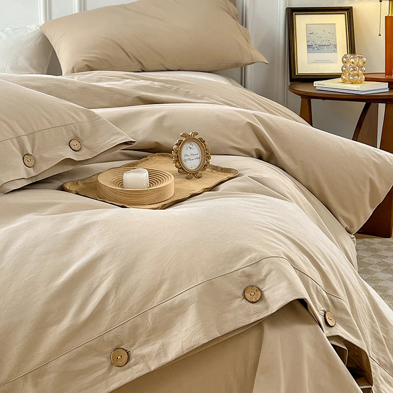 100% Washed Cotton Duvet Cover 2/3Piece Luxury Soft Bedding Set