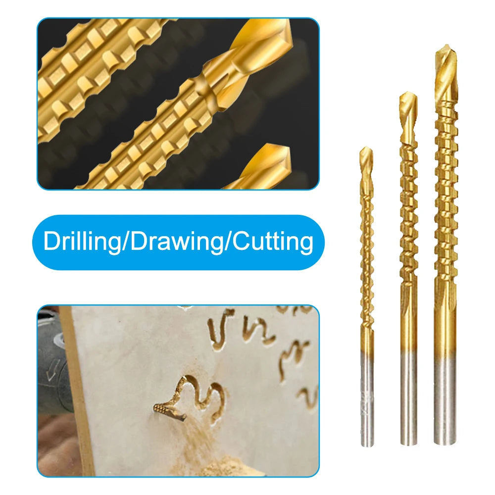 3PC Saw Drill Woodworking Hole Drill Golden Sawtooth