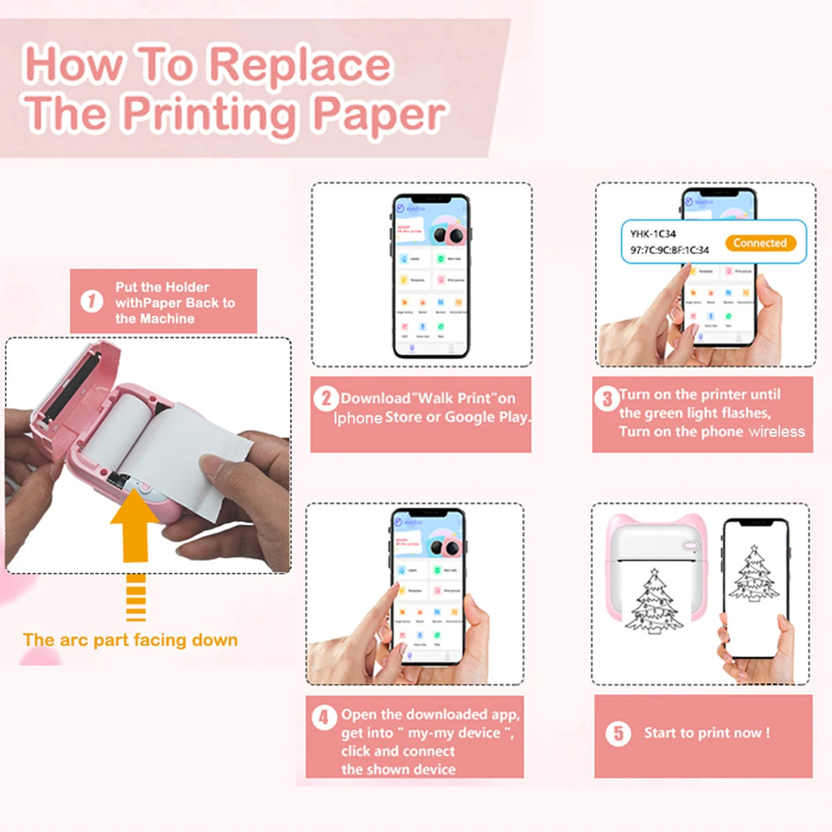 Mini Printer, Portable Thermal Printer