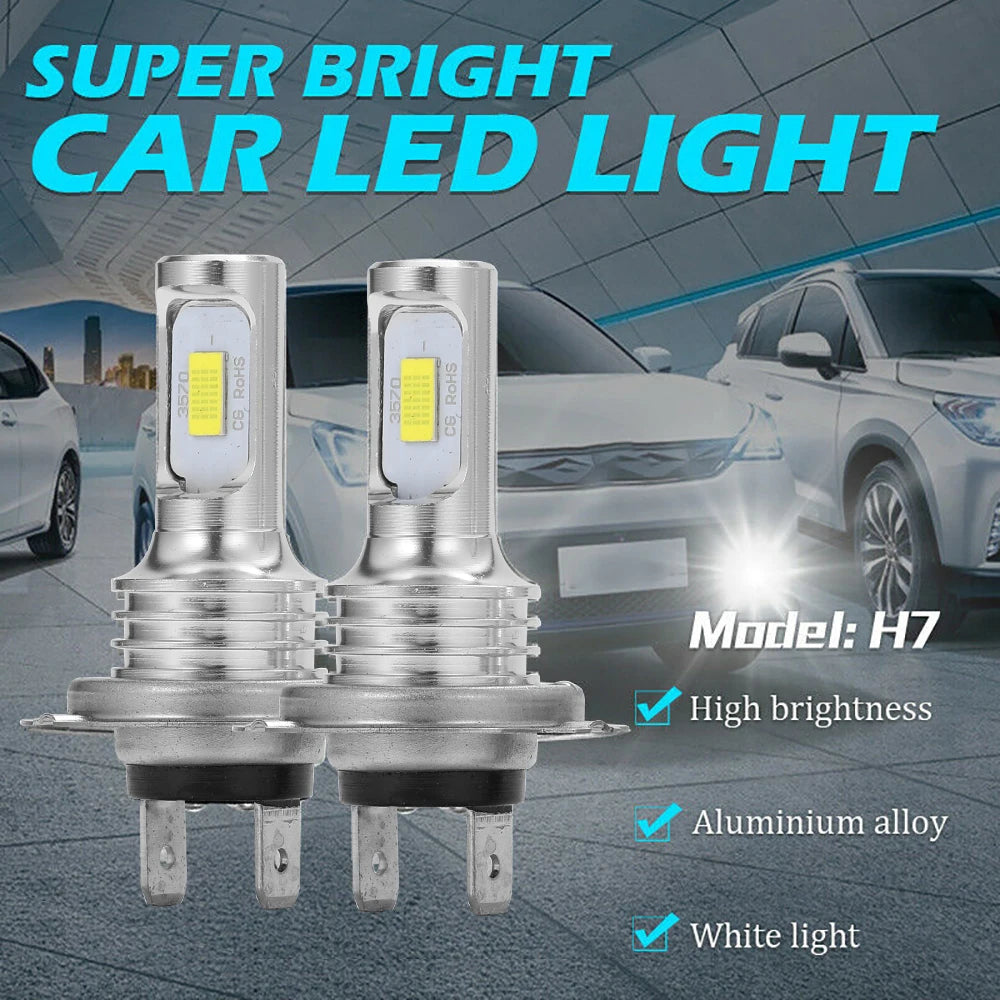 2Pcs H7 H4 Led Super Bright CSP Car Fog Light Bulbs