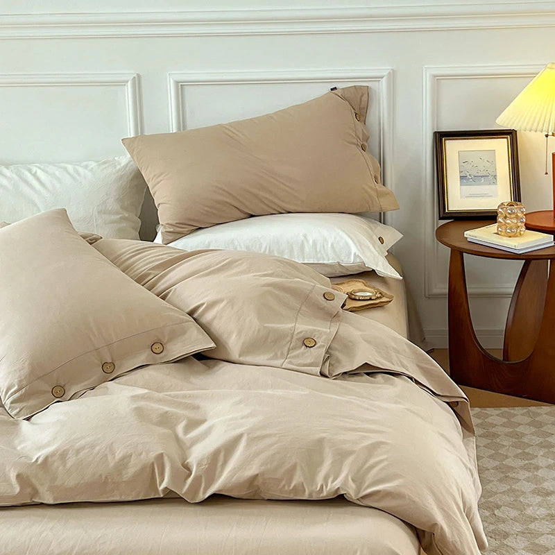 100% Washed Cotton Duvet Cover 2/3Piece Luxury Soft Bedding Set