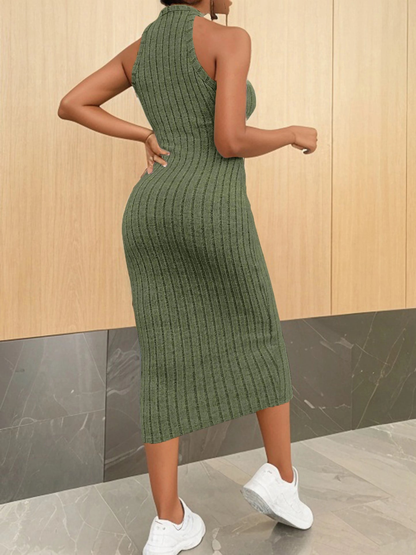 Women's sweater dresses, round neck, solid color, versatile,