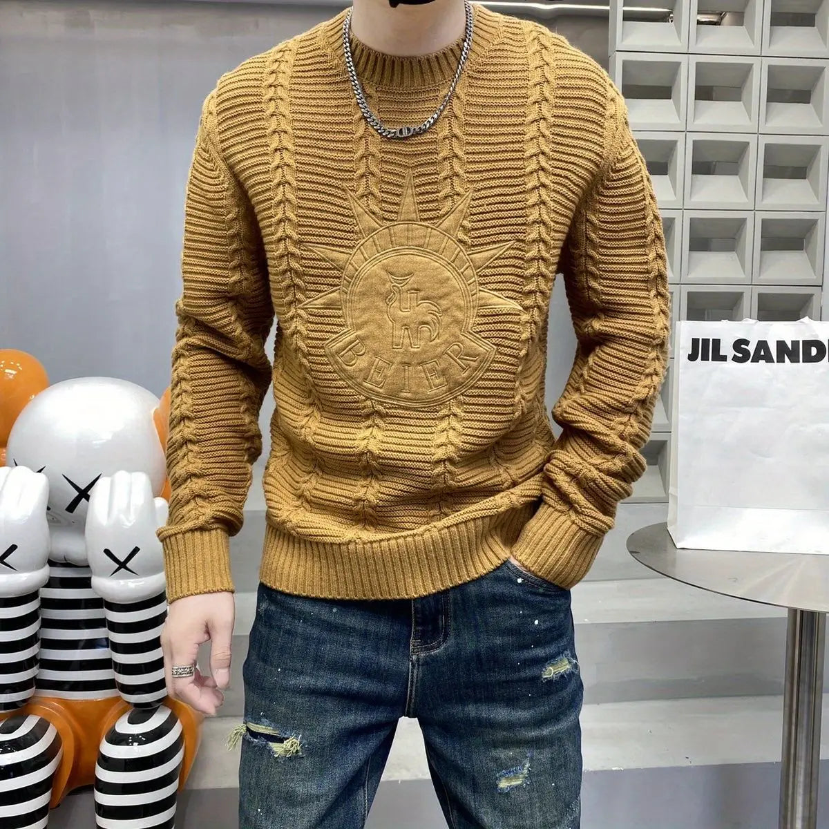 Sweater Men's Autumn and Winter Stripes Versatile New