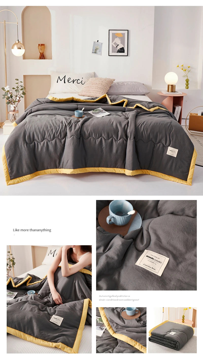 Washed Cotton Duvet Comforter, Soft Air Conditioning Quilt,