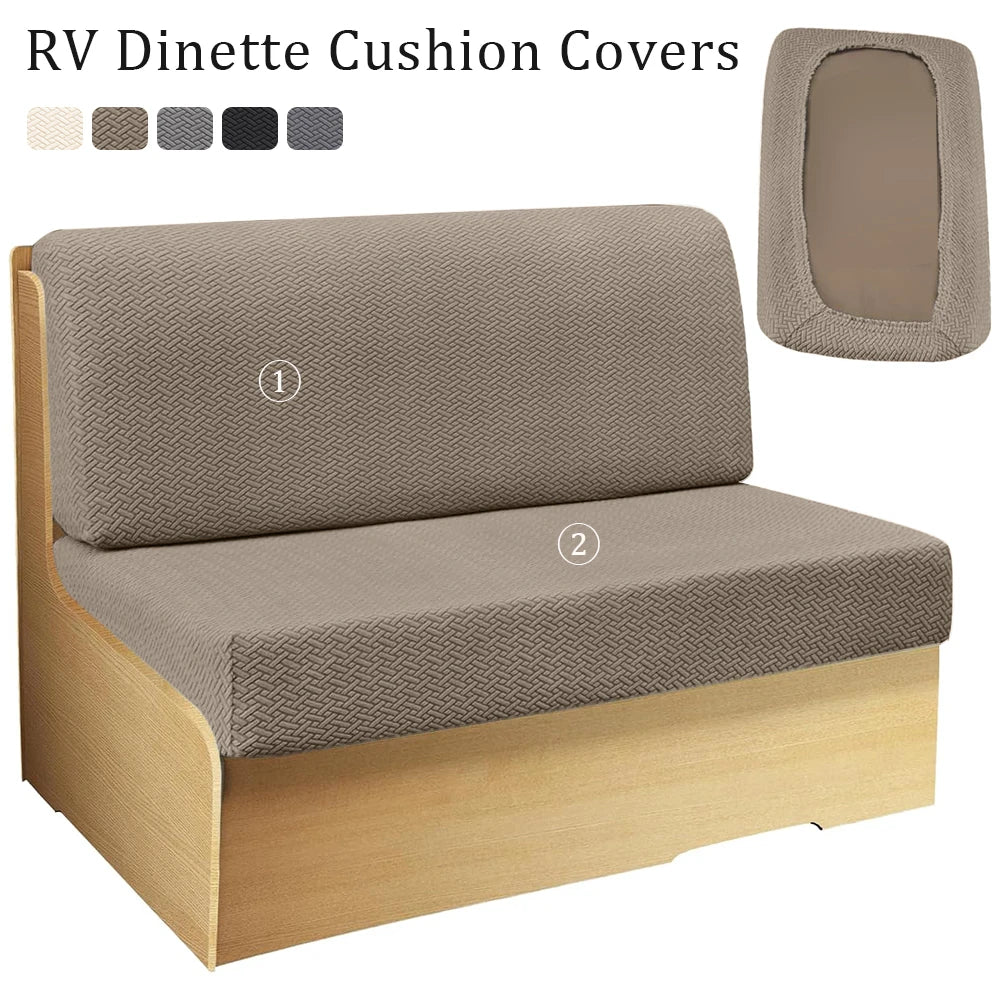 2Pcs RV Dinette Sofa Covers Solid Color Elastic Protective